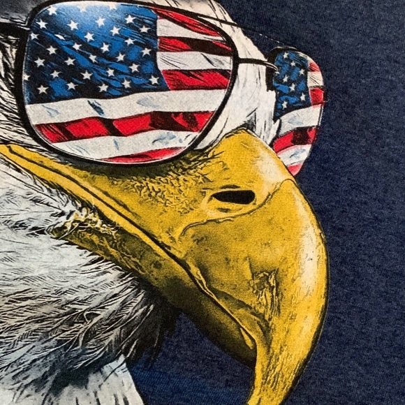 Patriotic Biker T-shirt Eagle Head Helmet 4th of July Stars & Stripes Biker Ride - Picture 5 of 7